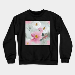 Pink Cosmos Floral Chiyogami Pattern Crewneck Sweatshirt